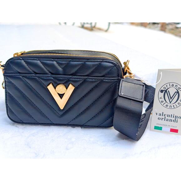 New Valentino Orlandi Quilted Leather Camera Bag | NWT | MSRP $260 - Picture 3 of 14